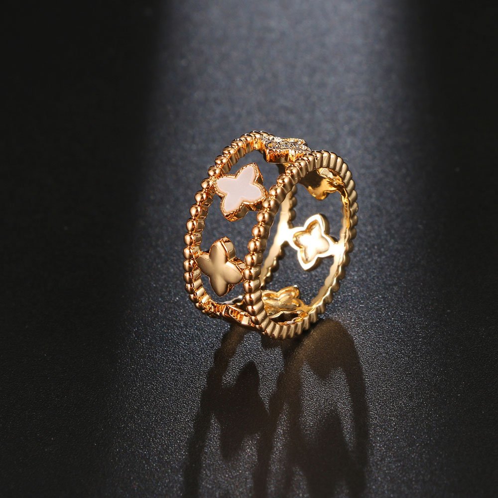 Women multicolors 3A class zircon ring gold white