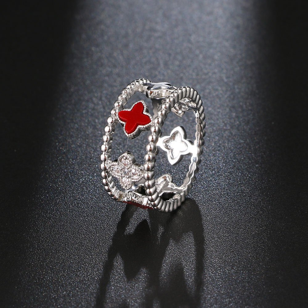 Women multicolors 3A class zircon ring platinum red