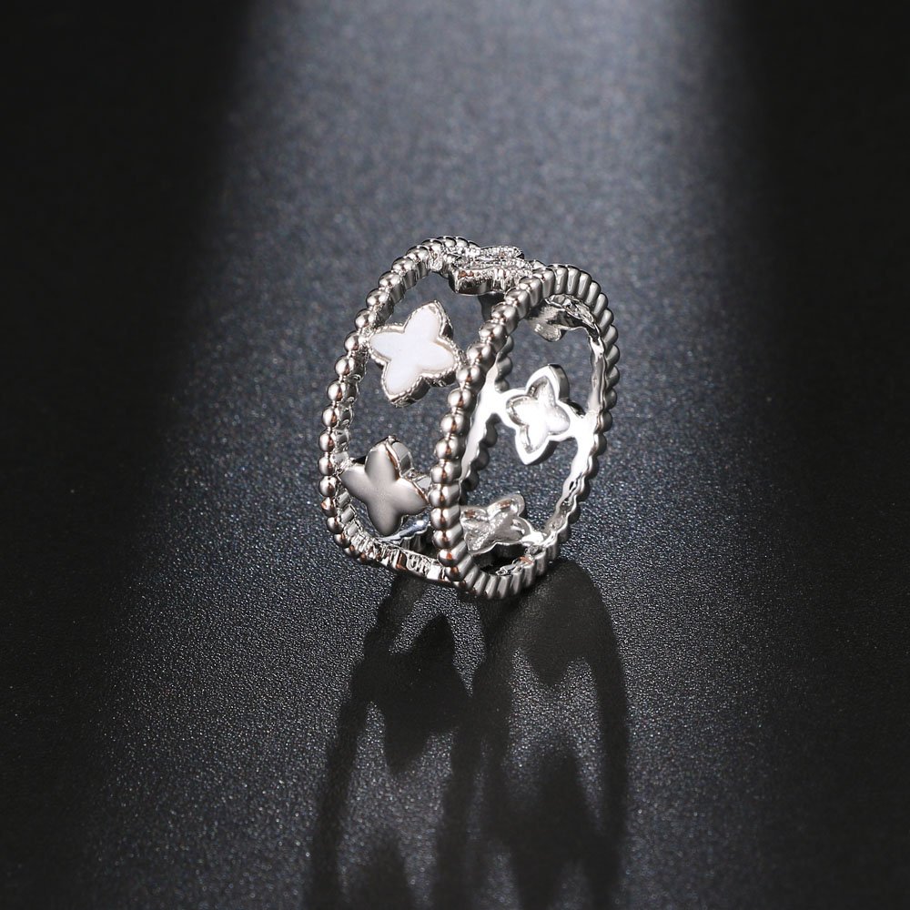 Women multicolors 3A class zircon ring platinum white