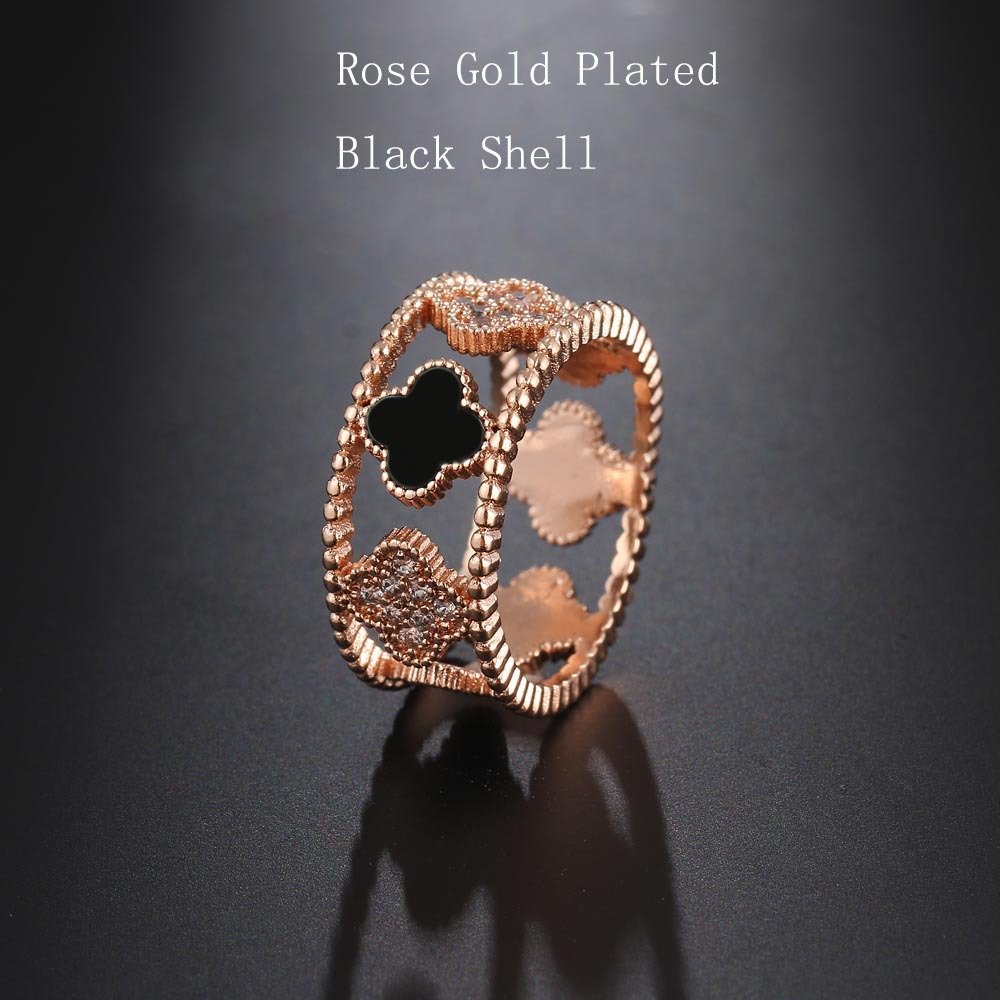 women multicolor 3A class zircon rings rose gold black