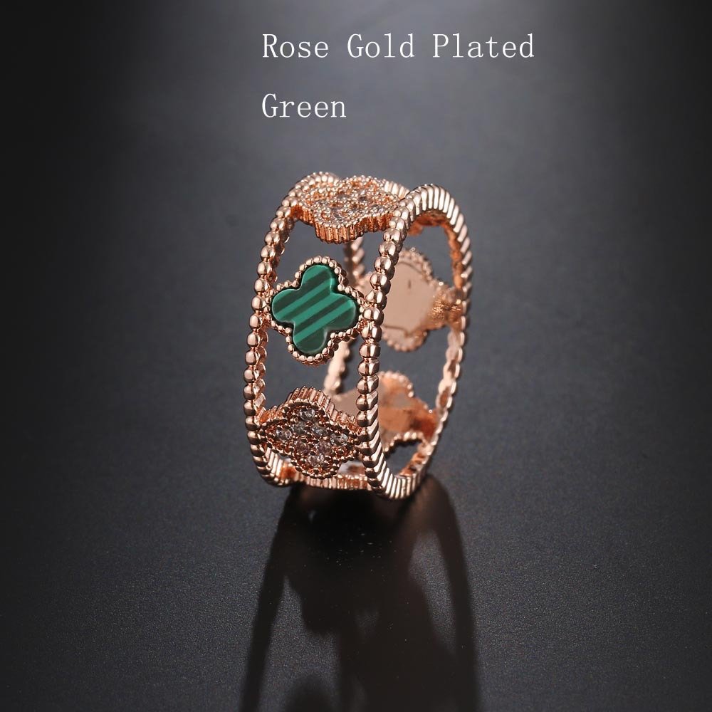 women multicolor 3A class zircon rings rose gold green