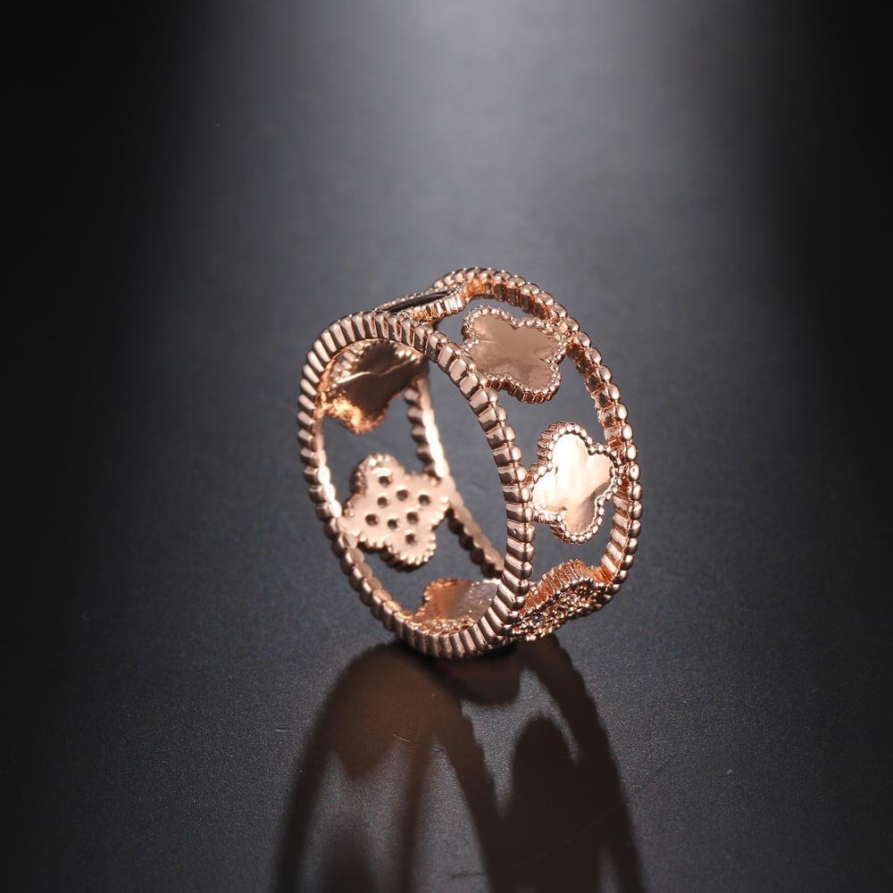 women multicolor 3A class zircon rings rose gold white