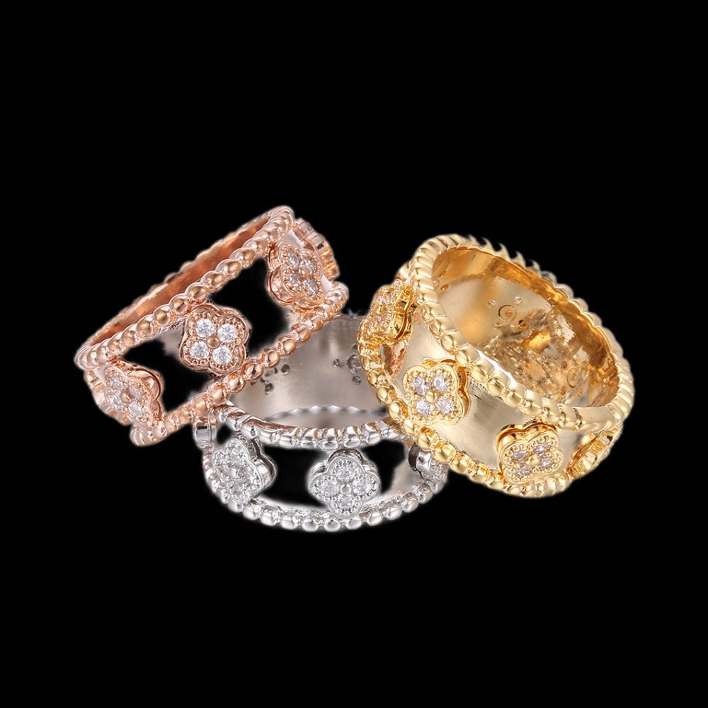 new style four leaf clover zirconia rings new style four leaf clover zirconia rings