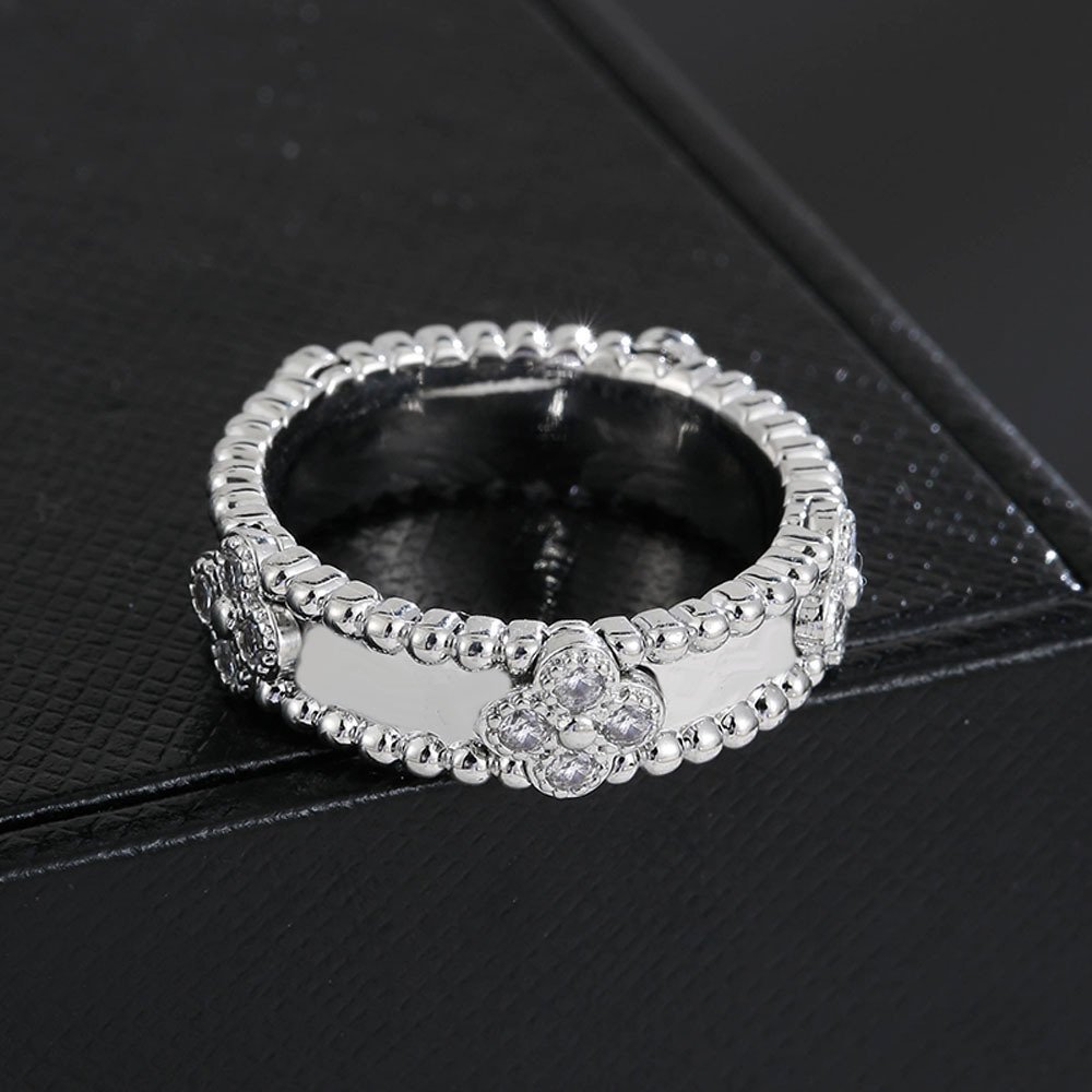 women clover zircon rings platinum