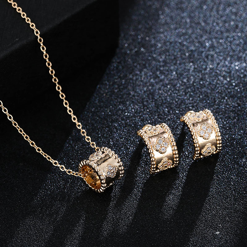 clover earrings necklace zirconia jewelry sets gold
