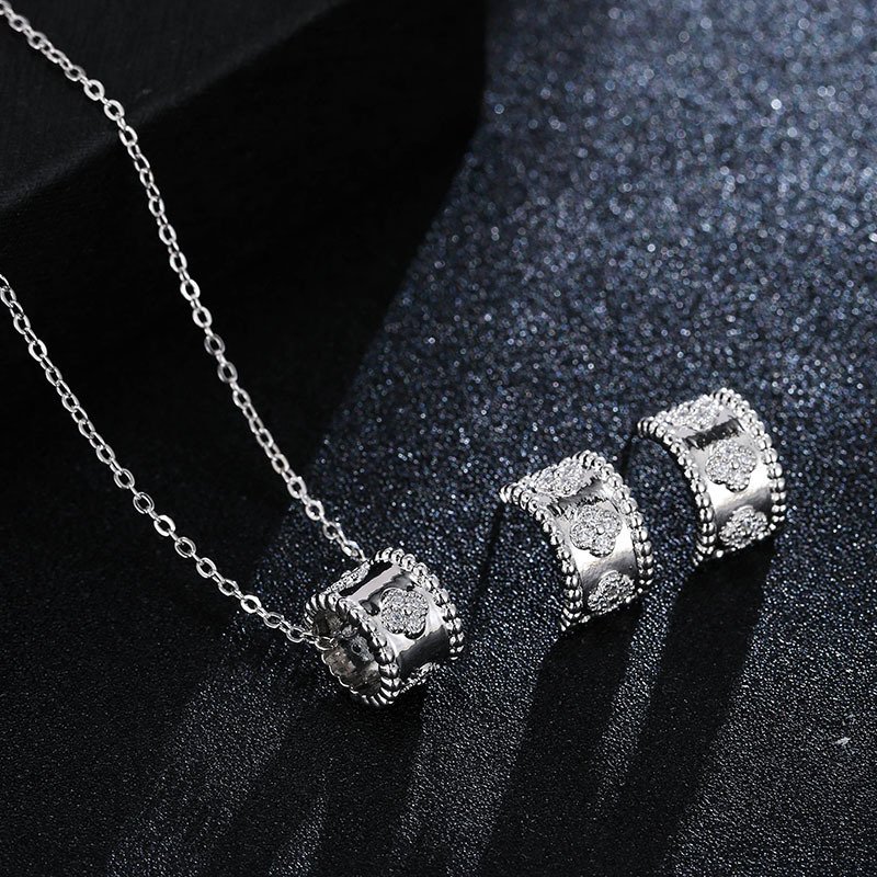 clover earrings necklace zirconia jewelry sets platinum