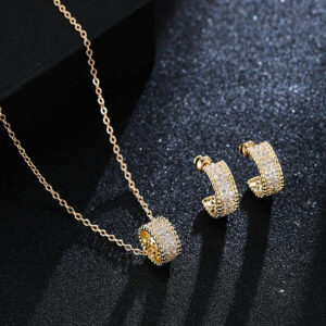 collarbone chain full star zirconia earrings necklace jewelry sets gold