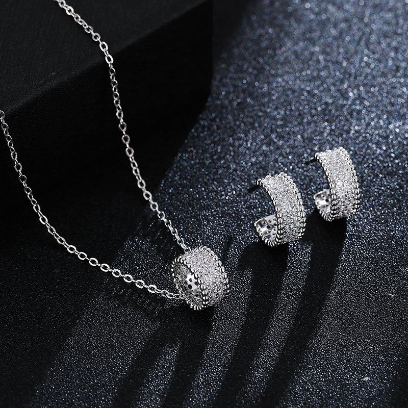 collarbone chain full star zirconia earrings necklace jewelry sets platinum