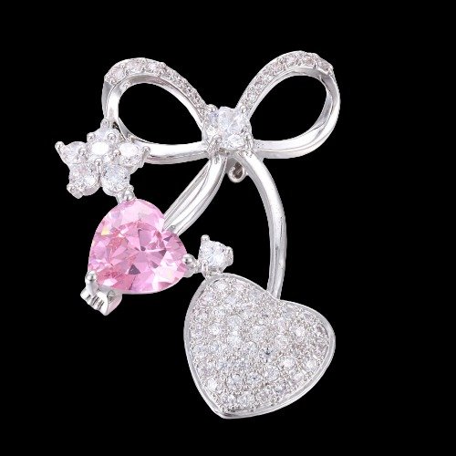 cute peach heart zirconia brooches pink
