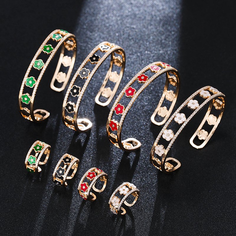 fresh clover zirconia lucky straw ring bracelet jewelry sets fresh clover zirconia lucky straw ring bracelet jewelry sets