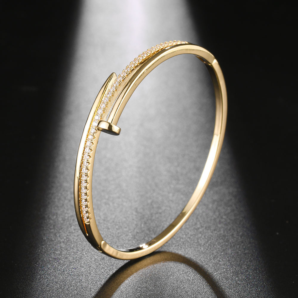 hip-hop exquisite nail-shaped bangle bracelets gold