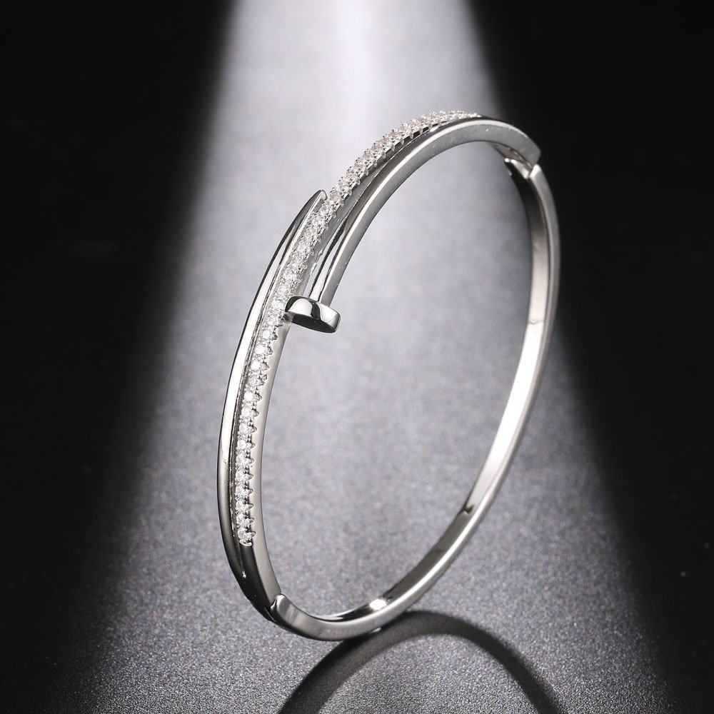 hip-hop exquisite nail-shaped bangle bracelets platinum