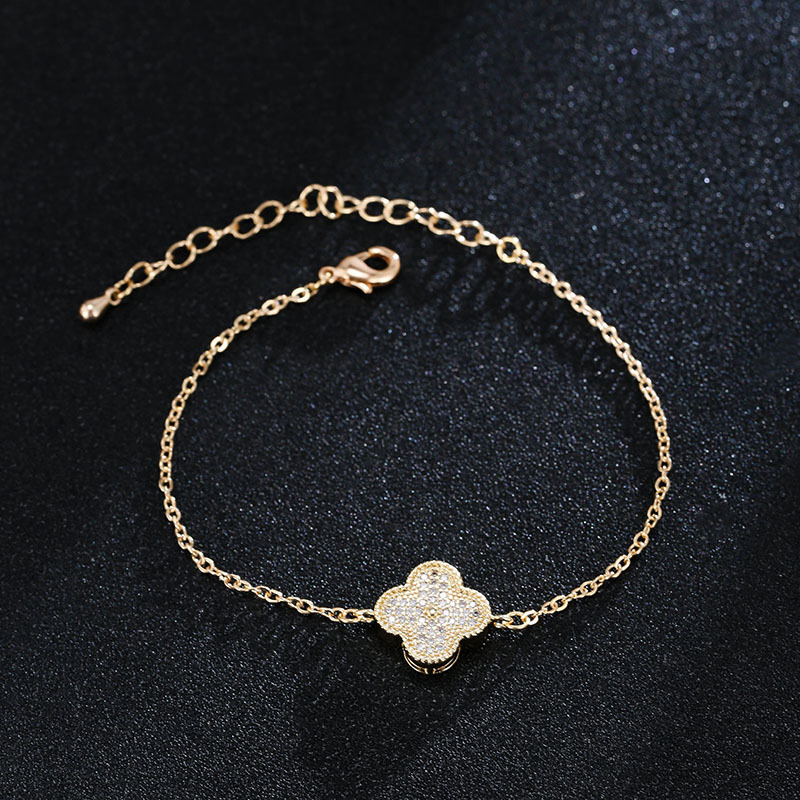 new design four leaf clover zirconia bracelets gold
