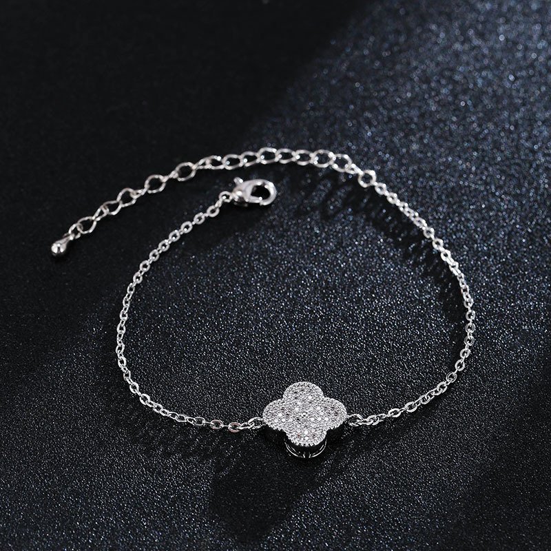 new design four leaf clover zirconia bracelets platinum