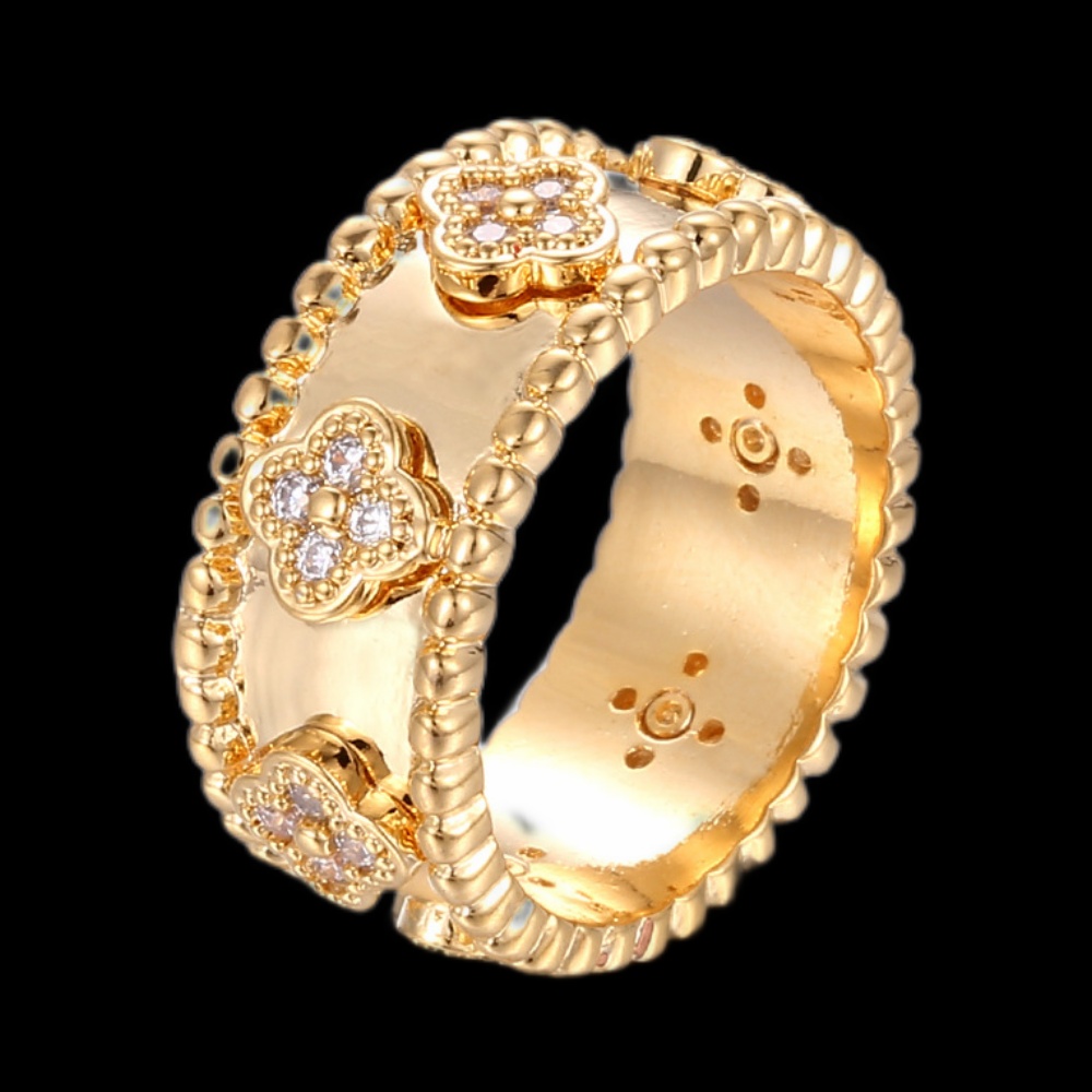 new style four leaf clover zirconia rings gold
