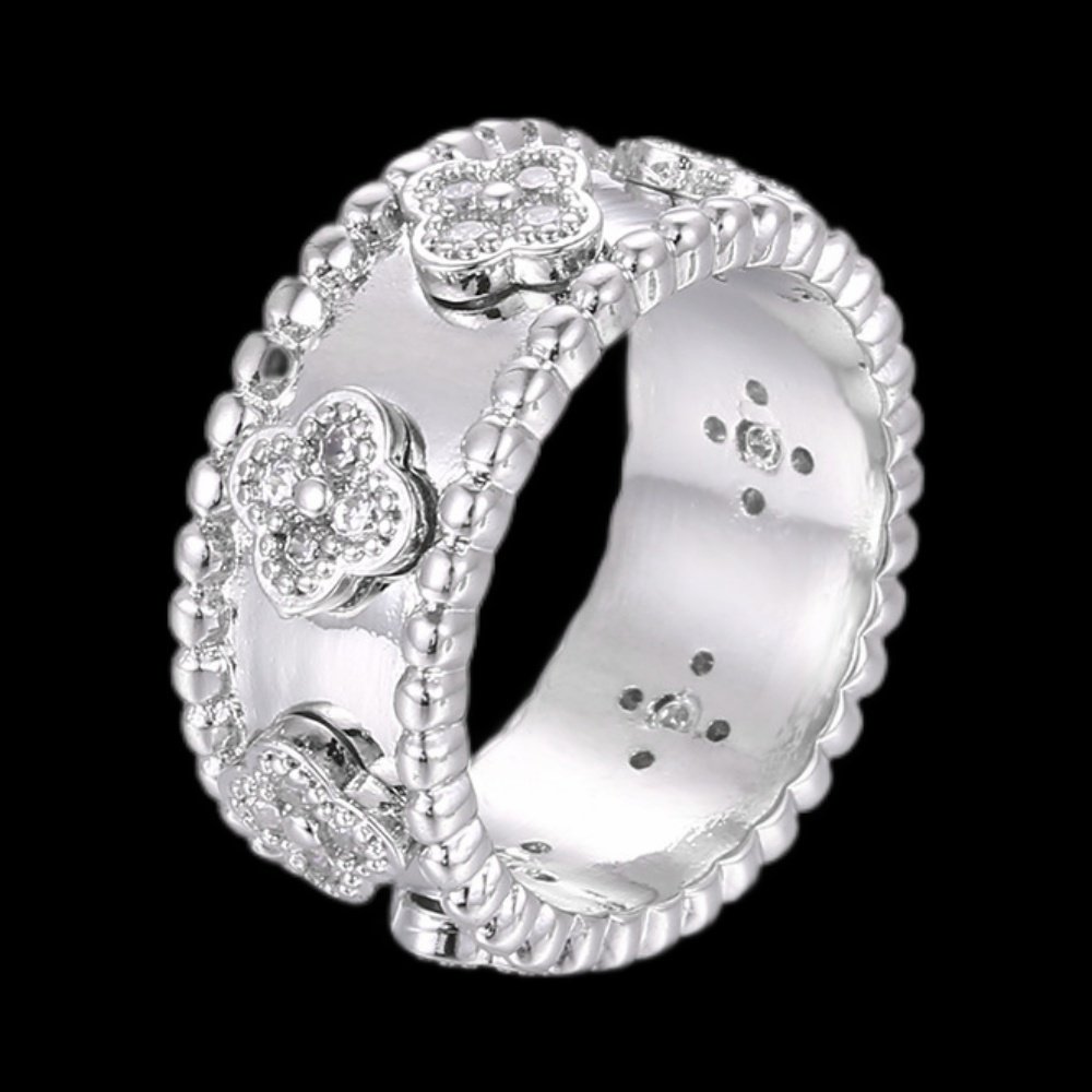 new style four leaf clover zirconia rings platinum