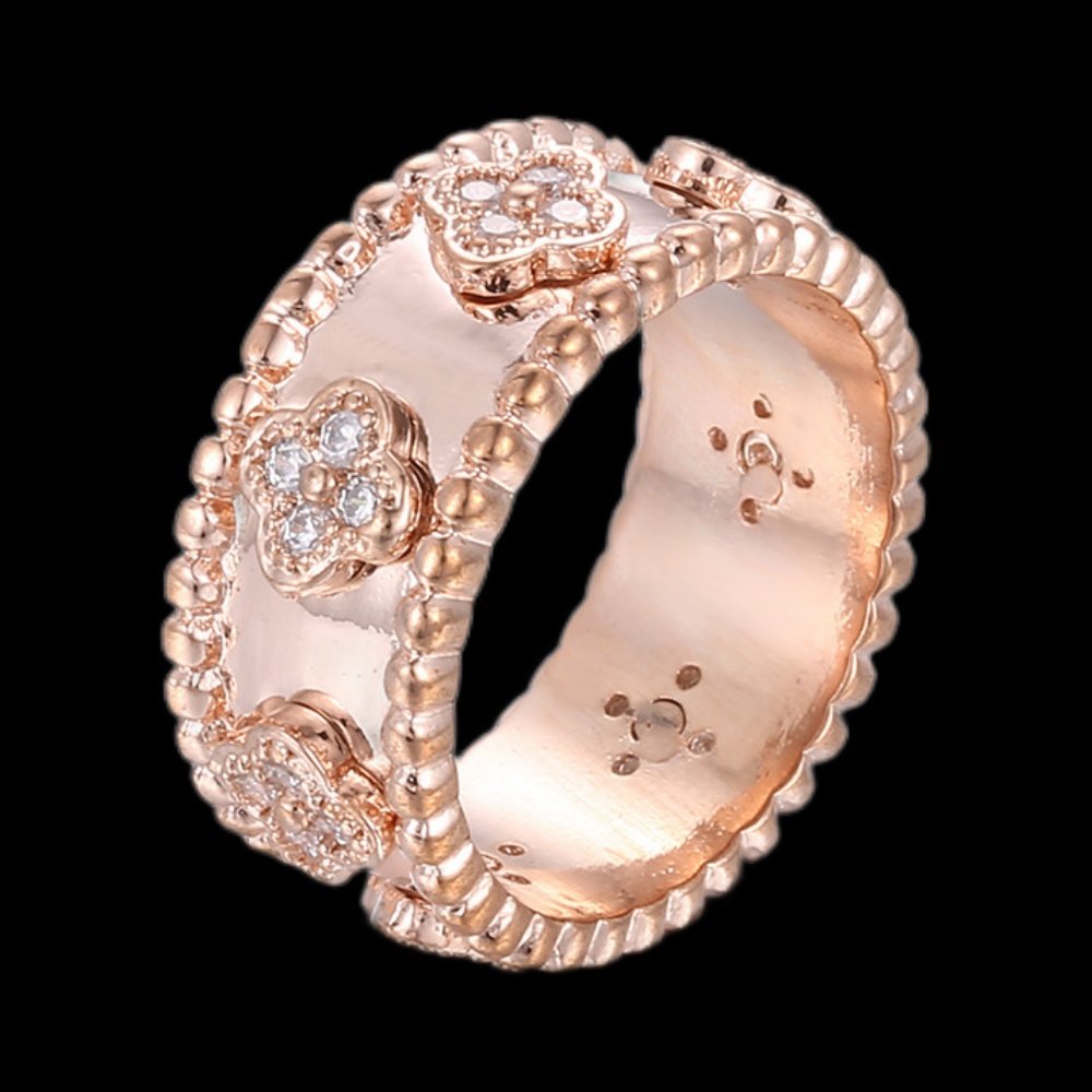 new style four leaf clover zirconia rings rose gold