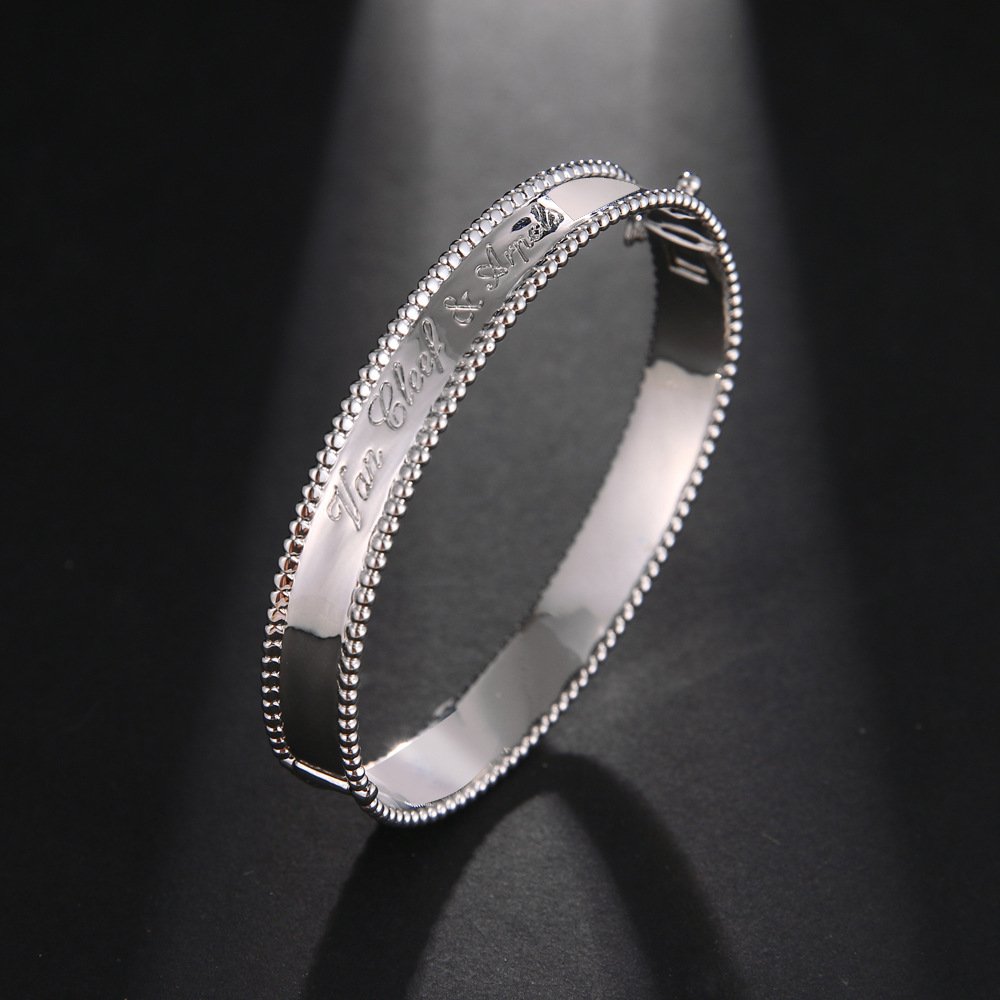 personalized glossy engraved lace gold plated bracelet platinum