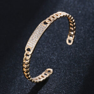 simple chain-like zirconia open gold-plated bangles gold