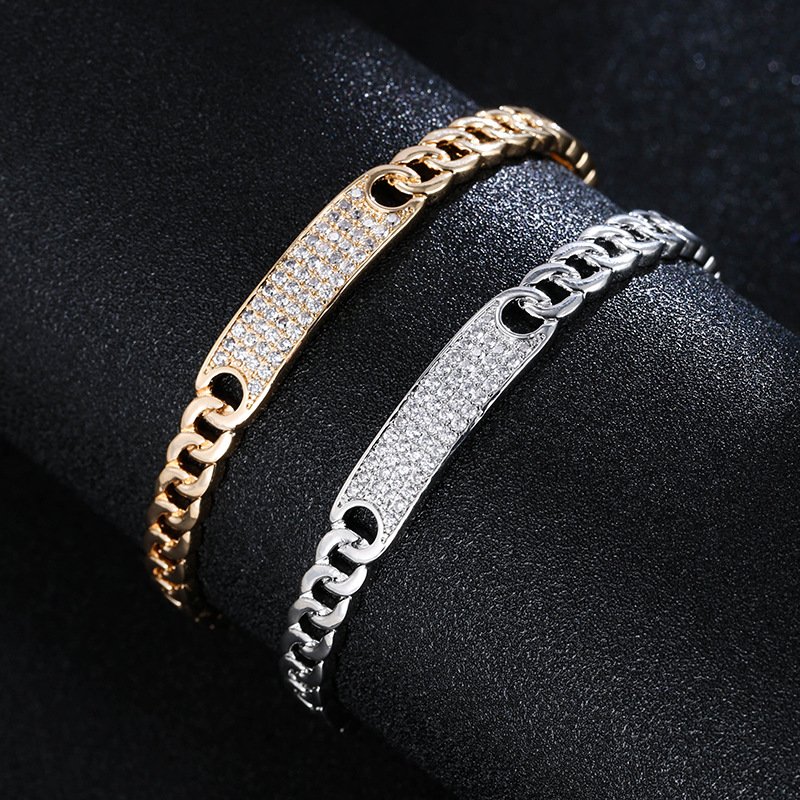 simple chain-like zirconia open gold-plated bangles simple chain-like zirconia open gold-plated bangles