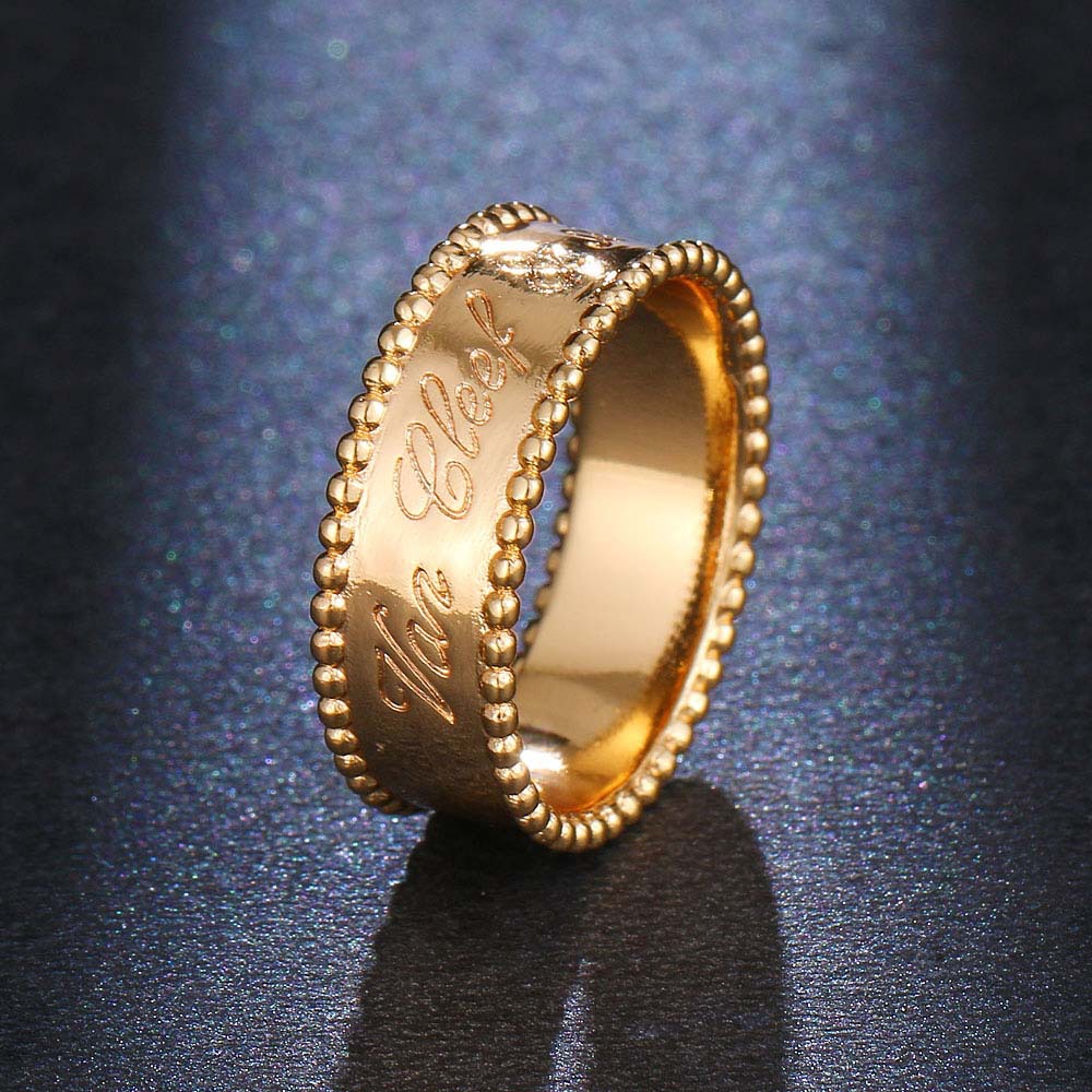 smooth engraved with high quality women rings gold