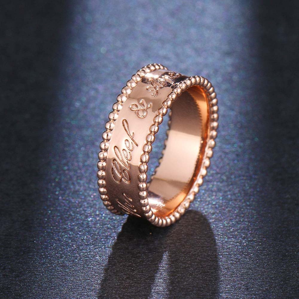 smooth engraved with high quality women rings rose gold